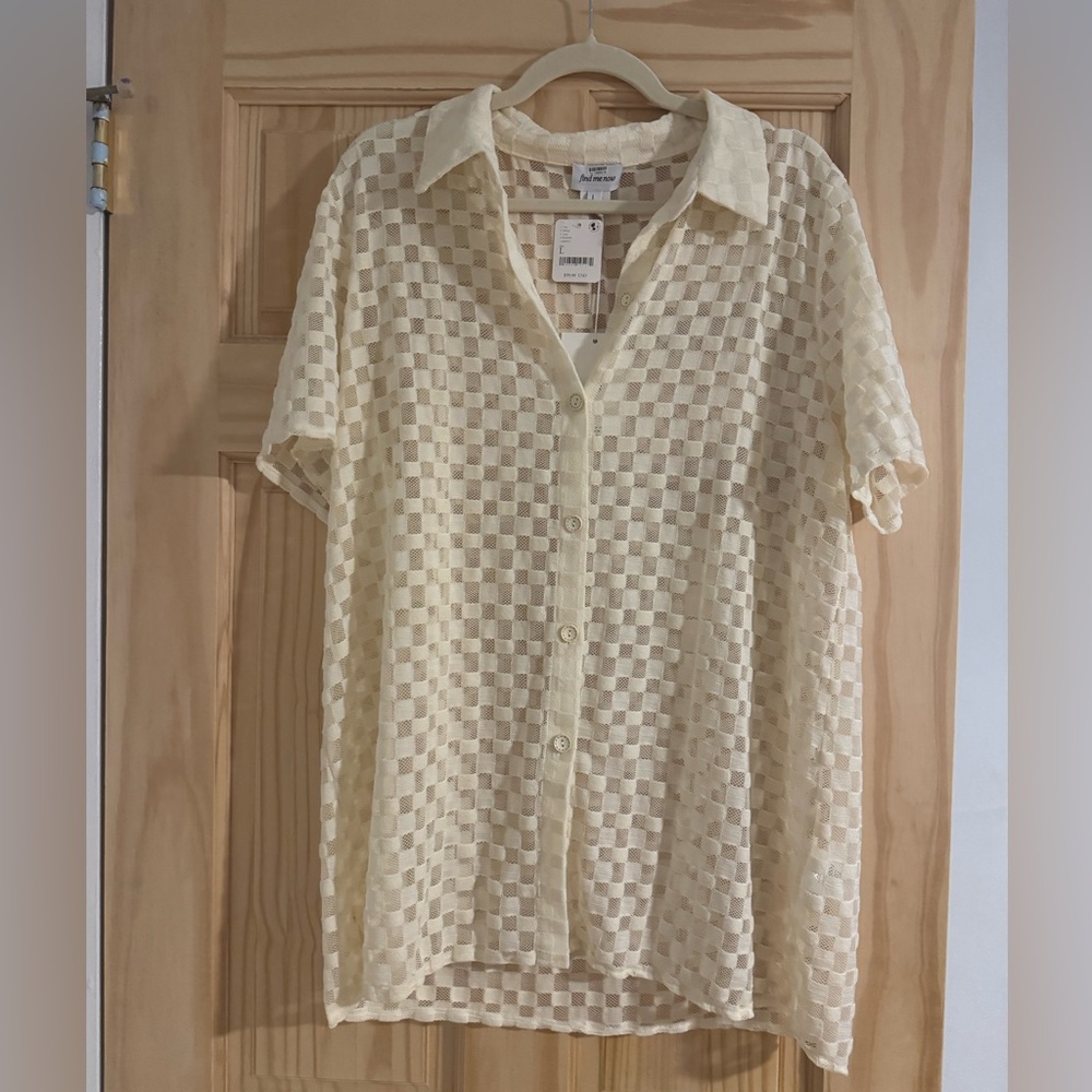 Oatmeal Checker Button-Down Shirt - Women